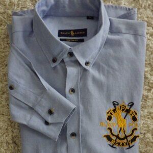 Ralph Lauren Custom Fit Men's Long Sleeve Button Down Embroidered Crest Sz Large